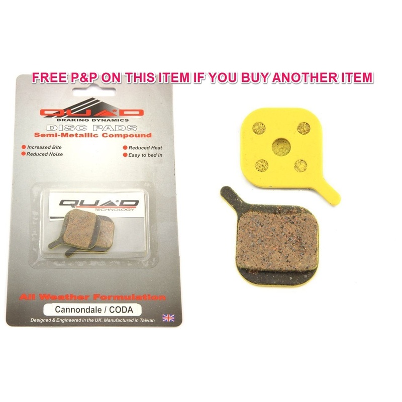 QUAD CANNONDALE-CODA DISC BRAKE PADS SEMI METALLIC ALL WEATHER