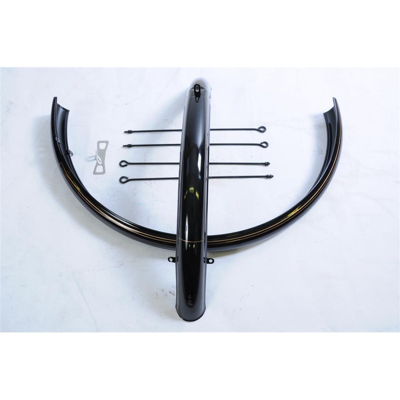 PAIR 28 WHEEL MUDGUARDS FOR TRADITIONAL ROADSTER BIKES ANTIQUE TYPE BLACK NEW