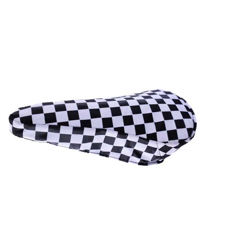 BLACK & WHITE CHEQUERED BIKE SEAT COVER RETRO SUIT BMX, MTB OR ANY CYCLE SADDLE