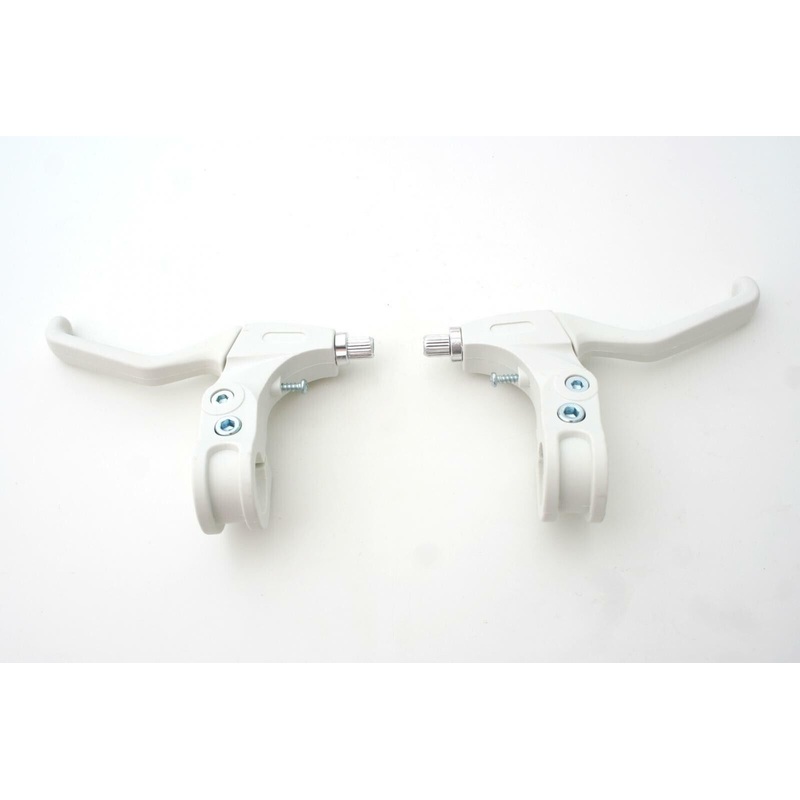 Pair 22.2mm White Ergonomic V-Brake Levers For Kids Bike / Bicycle
