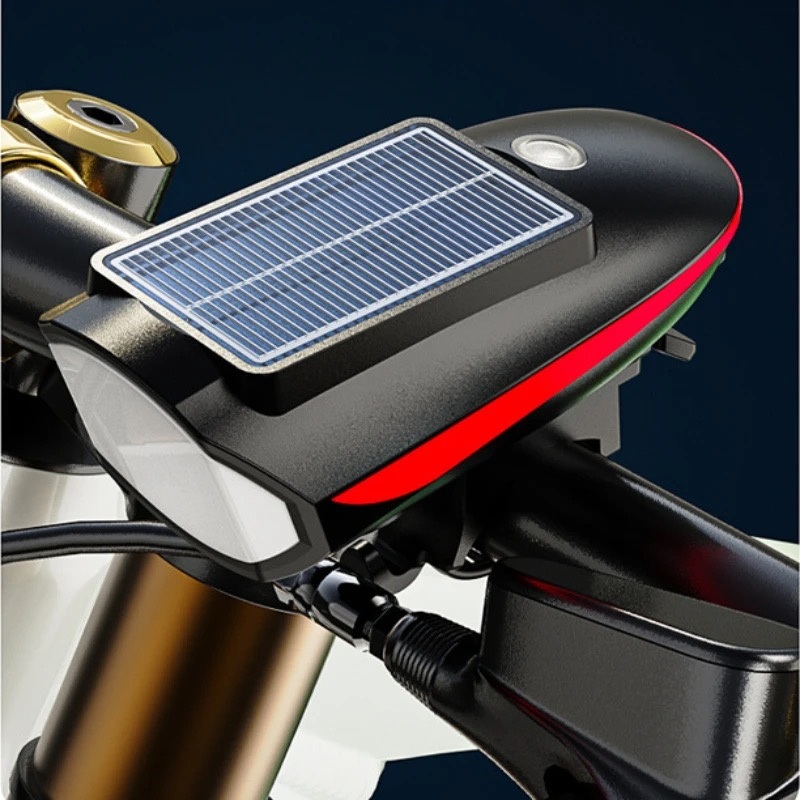 Multifunctional Solar Bicycle Light with Horn MTB Road Bicycle Lantern USB Rechargeable Lamp Cycling Headlight Bike Accessories