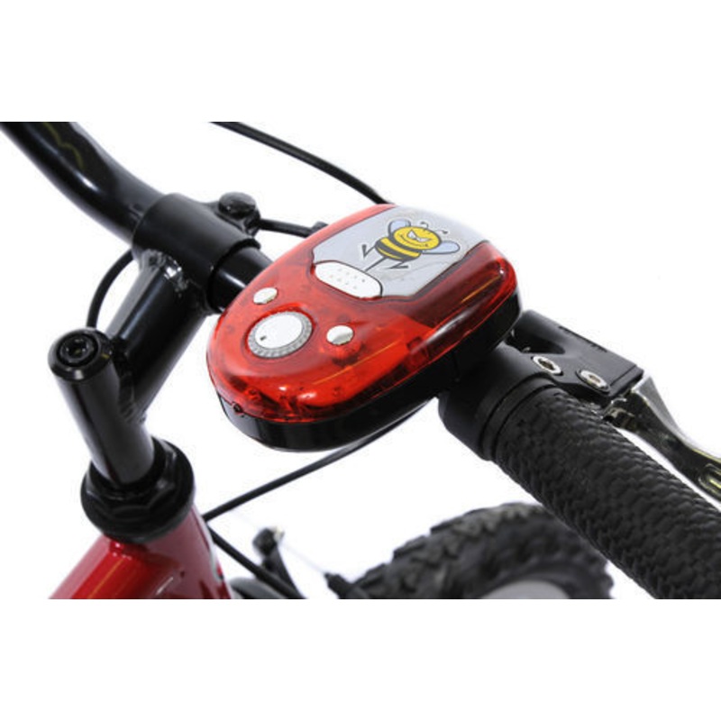 BATTERY CYCLE HOOTER RED MULTI SOUND LED LIGHT ELECTRIC BIKE-SCOOTER HORN