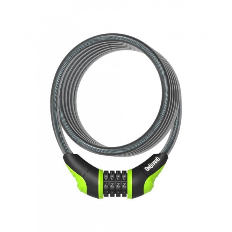 OnGuard Neon Combo Coil Cable Locks – Green – 10mm