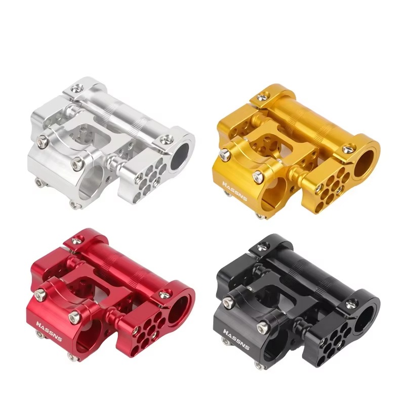 Folding Bicycle Adjustable Double Bars 25.4mm Aluminum CNC Folding Bike Short Handlebar Stem