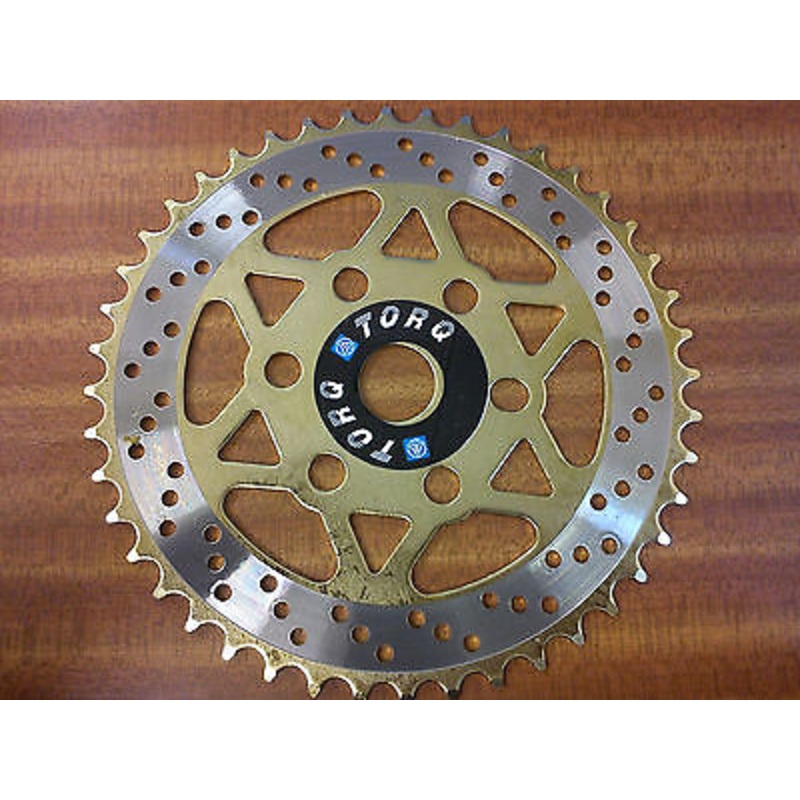 OLD SCHOOL BMX 44T TORQ CHAINRING GOLD STEEL NOS