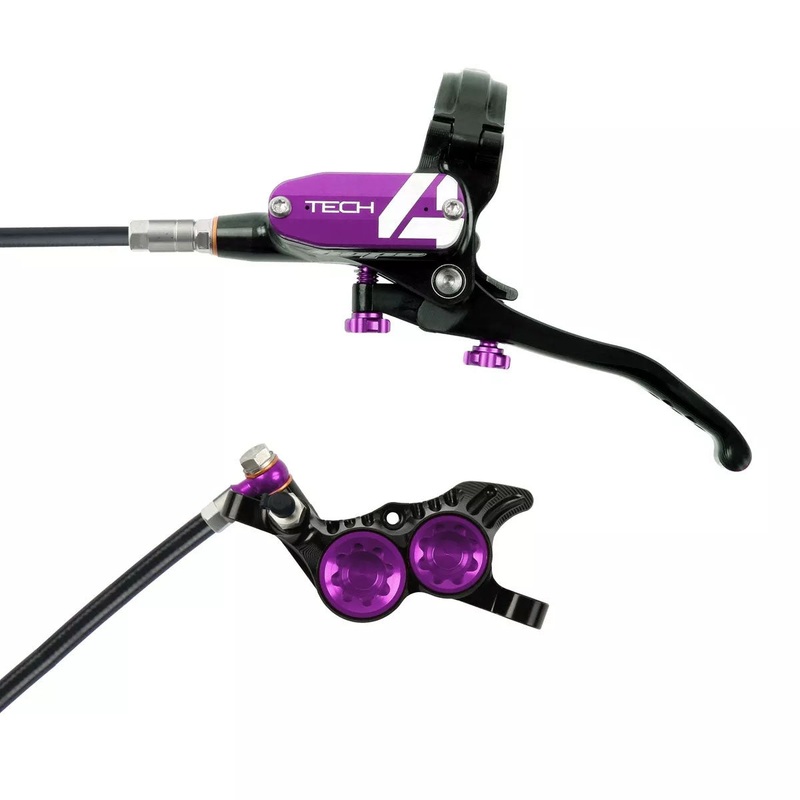 Hope Tech 4 V4 Disc Brake and Lever Set – Rear Hydraulic Post Mount Purple