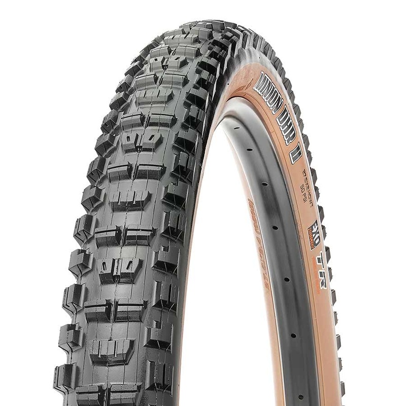Maxxis Minion DHR II Tire – 29 x 2.4 Tubeless Folding BLK/Dark Tan Dual EXO Wide Trail