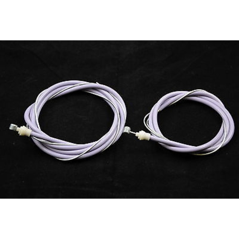 OLD SCHOOL BMX OR MODERN BMX PURPLE FRONT & REAR BRAKE CABLE SET BARREL END