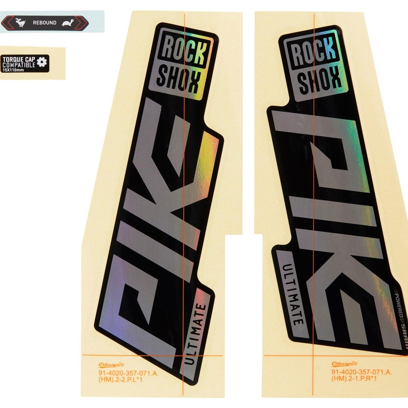 Rockshox Fork Decal Kit – Pike Ultimate 27/29 (2021): Gloss Rainbow Foil/High Gloss Black
