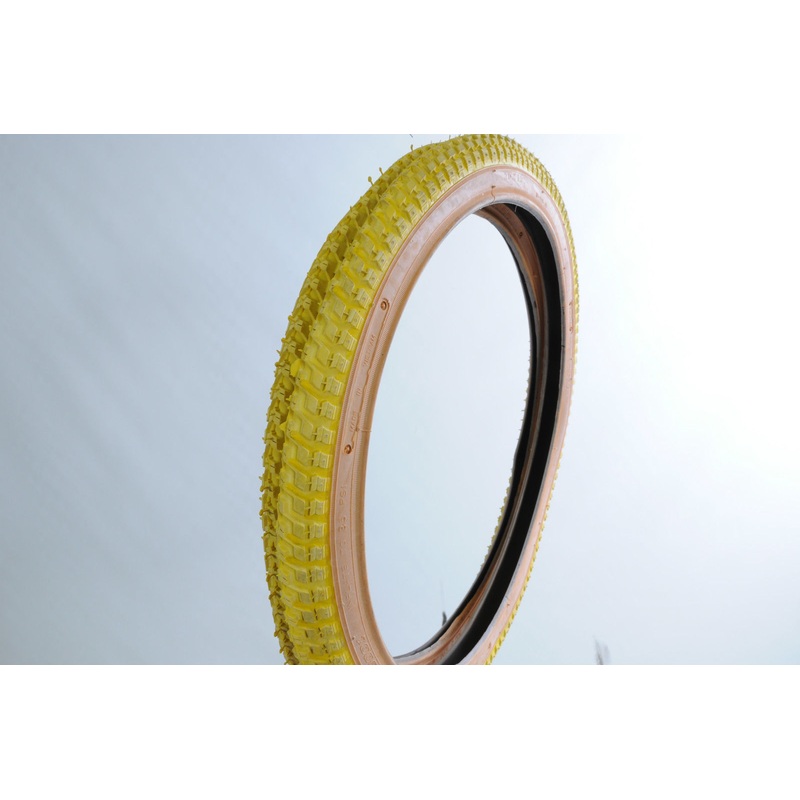 PAIR 20 x 1.75 OLD SCHOOL BMX SNAKE BELLY TYRES YELLOW AMBERWALL (GUMWALLS) RA