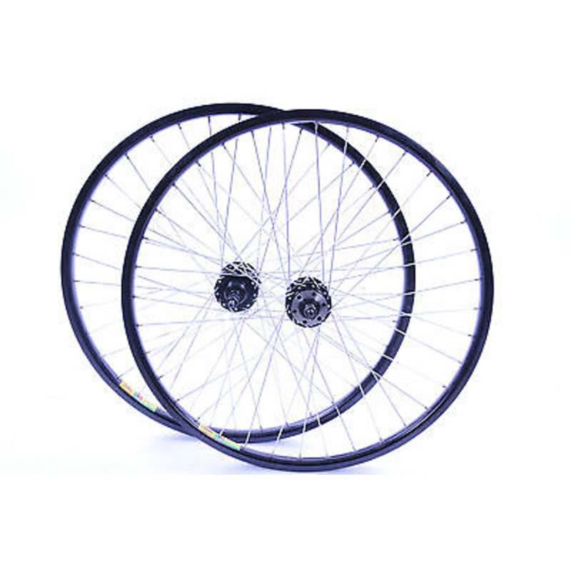 PAIR DISC HUB 26 MTB DOUBLE WALL RIM WHEELS 26 x 1.75 (559 17) BLACK MULTI SPE