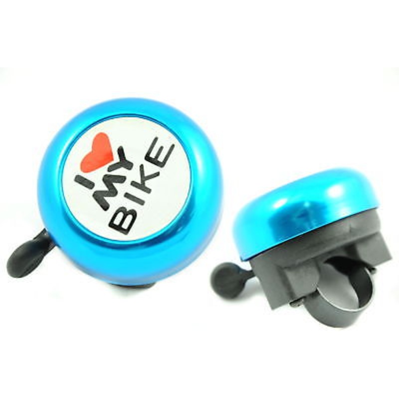 ANODISED BLUE ALLOY ‘I LOVE MY BIKE’ BICYCLE BELL