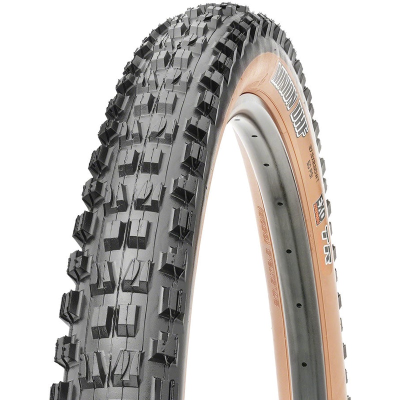 Maxxis Minion DHF Tire – 27.5 x 2.30 Tubeless Folding BLK/Dark Tan 3C MaxxTerra EXO