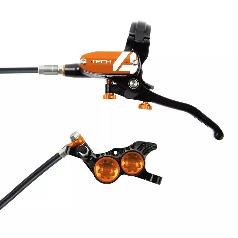 Hope Tech 4 V4 Disc Brake and Lever Set – Rear Hydraulic Post Mount Orange