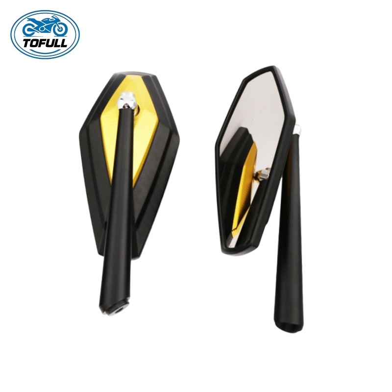 Universal Motorcycle Rear View Mirror New Alloy Handlebar End Side Diamond-Shaped Mirror for Scooters ATV Bike Motorcycle