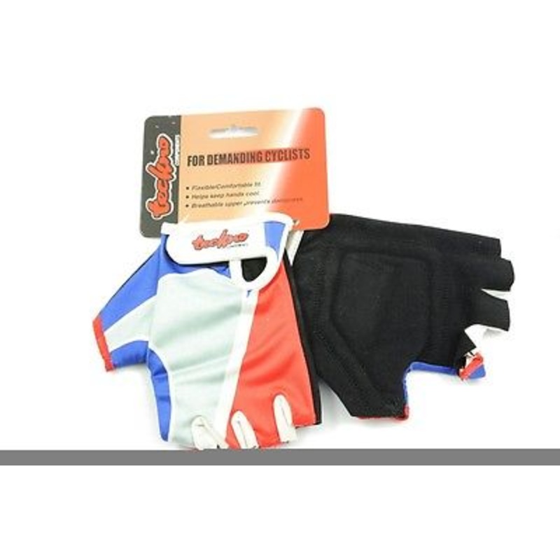 LYCRA TRACK MITTS RED-WHITE-BLUE BIKE GLOVES FOR MOUNTAIN BIKE BMX