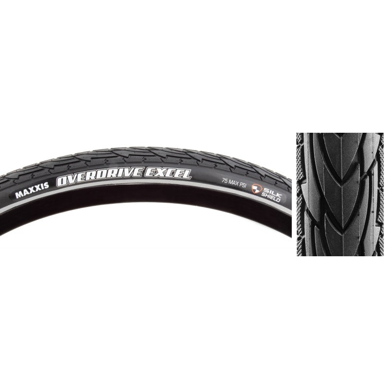 Maxxis Overdrive Excel Tire 700x40C Wire Clincher Single SilkShield Reflective 60TPI Black