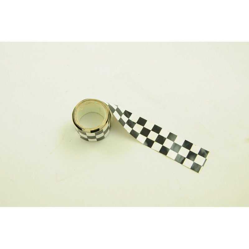 4 x ONE METRE ROLLS OF 25mm wide BLACK & WHITE CHEQUERED TAPE DECAL NOS
