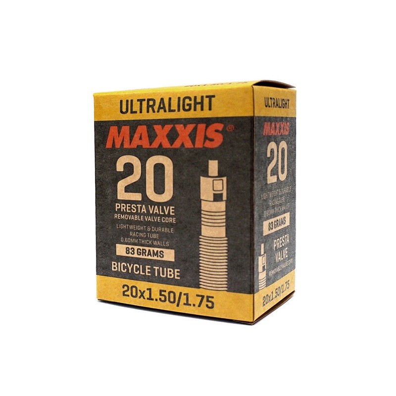 Maxxis – 20 Ultralight Tubes|MAXXIS TUBE 20 x 1.5/1.75 ULTRALIGHT FV 48mm 0.6mm WALL