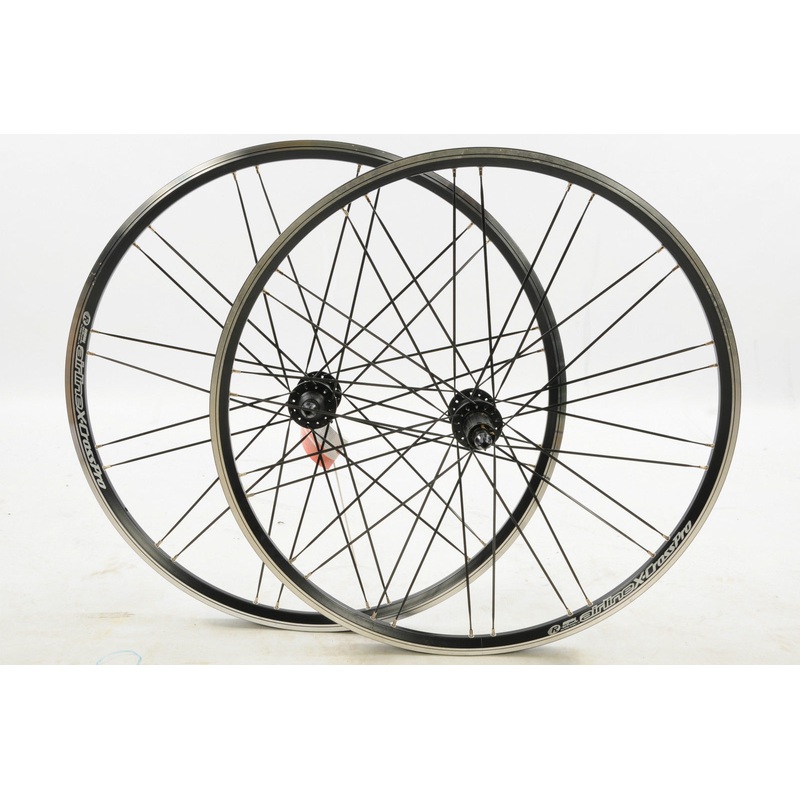 PAIR 700 x19c (28) WHEELS SHIMANO DEORE 8-9 SPEED HUBS DOUBLE WALL RIMS BLACK N