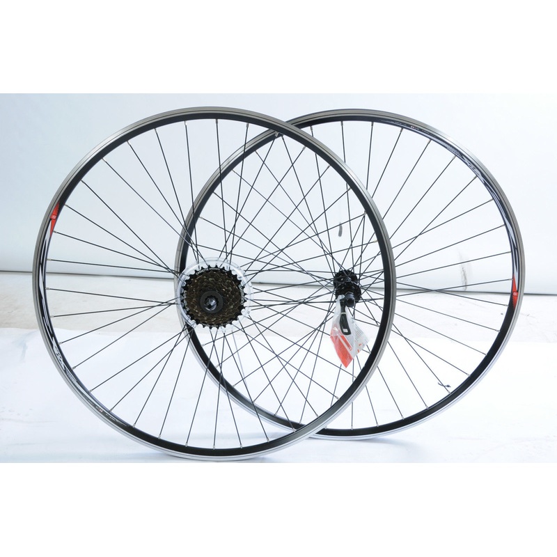 PAIR 700c 622 x 13 ROAD BIKE RACER WHEELS BLACK QR HUBS 7 CASSETTE NARROW RIMS
