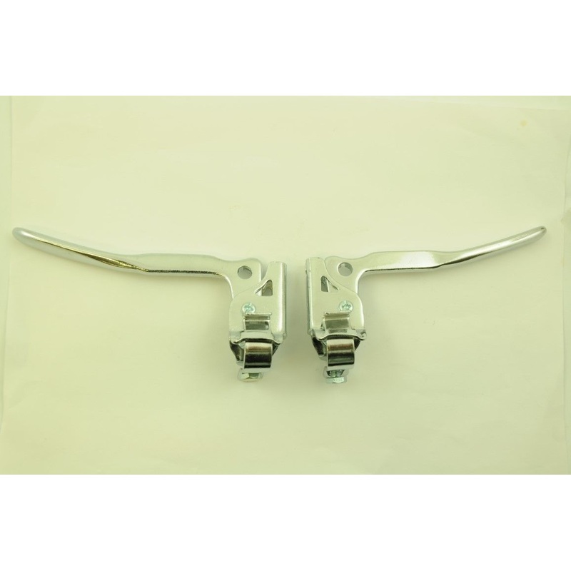 VINTAGE SOLID TYPE BIKE CHROME STEEL BRAKE LEVERS FOR CALIPER BRAKES NOS