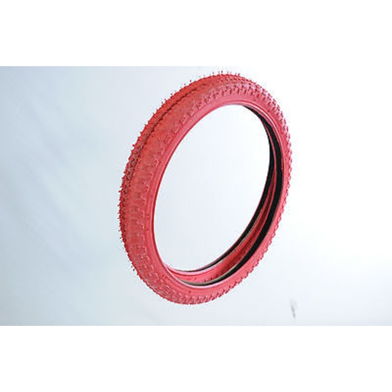 PAIR OLD SCHOOL BMX TYRES 20×1.75 ALL RED COMP III TYPE TREAD SUIT RALEIGH BURN