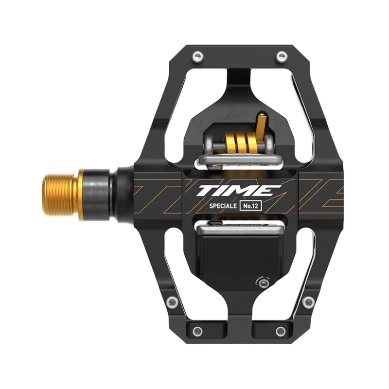 Time SPECIALE 12 Pedal (2025)|TIME Pedals Speciale 12 Large Aluminum body and Titanium spindle including ATAC standard cleats Black Gold B1|TIME Pedals Speciale 12 Small Aluminum body and Titanium spindle including ATAC standard cleats Black Gold B1
