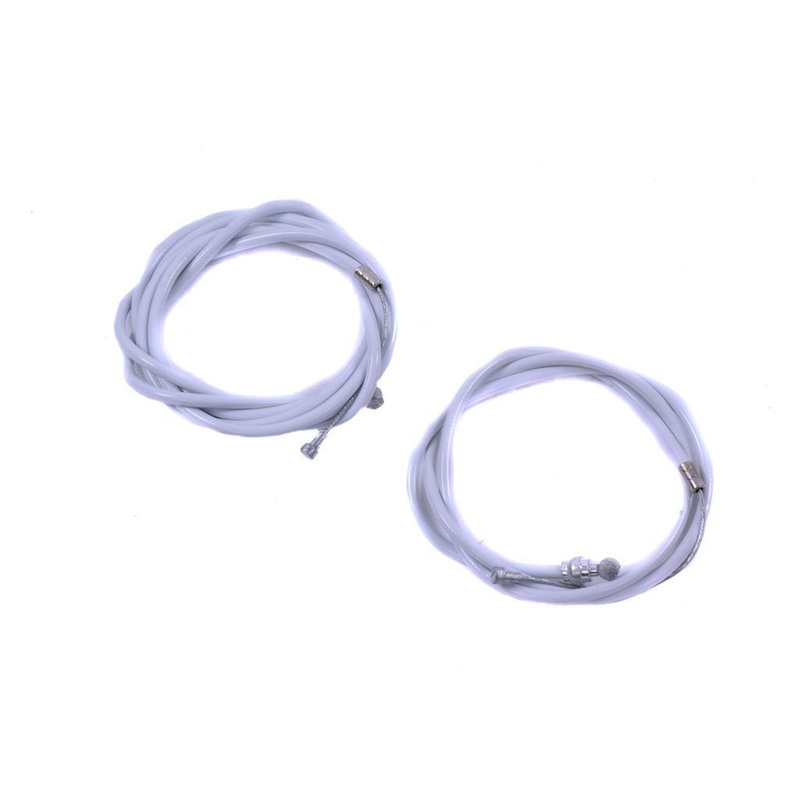 PAIR UNIVERSAL WHITE BIKE BRAKE CABLES 1x FRONT+1x REAR SUIT BMX,RACER,MTB,CYCLE