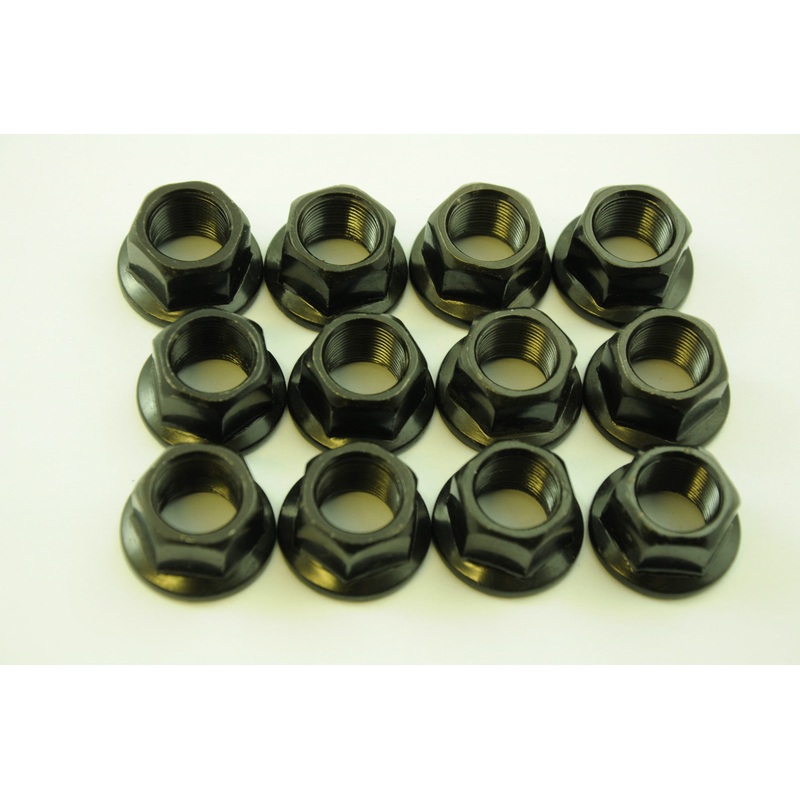 WHOLESALE JOB LOT 12 BMX FREESTYLE 14mm WHEEL NUTS 6 PAIRS FLANGED NUTS BLACK