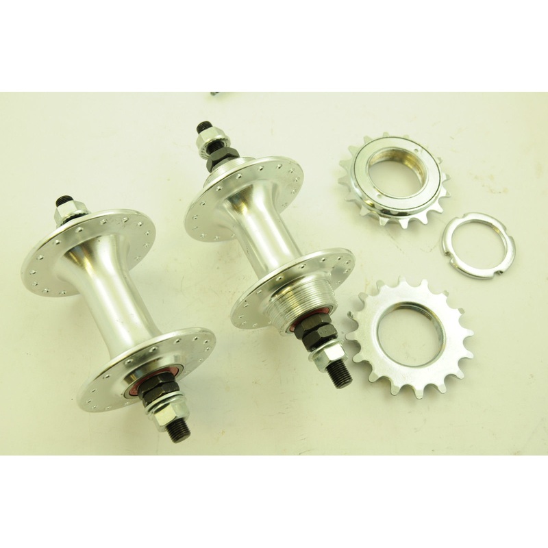 32 SPOKE FLIP FLOP ALLOY FRONT & REAR HUBS SEALED BEARING FIXIE BIKE + SPROCKETS