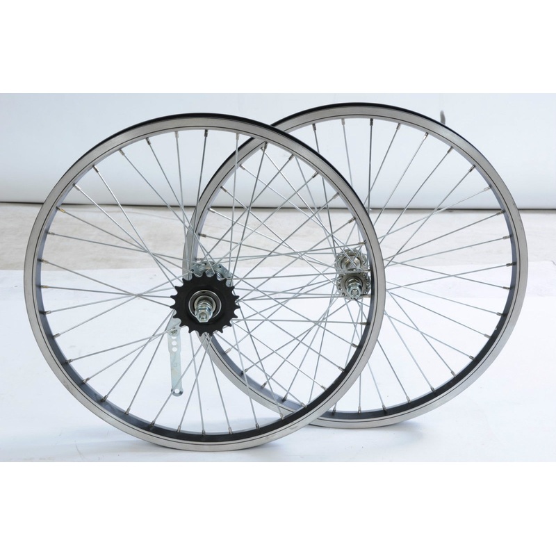 PAIR FOLDING BIKE SHOPPER KIDS BMX COASTER BRAKE WHEELS 20 x 1.75 PEDAL BACK BLACK RIMS