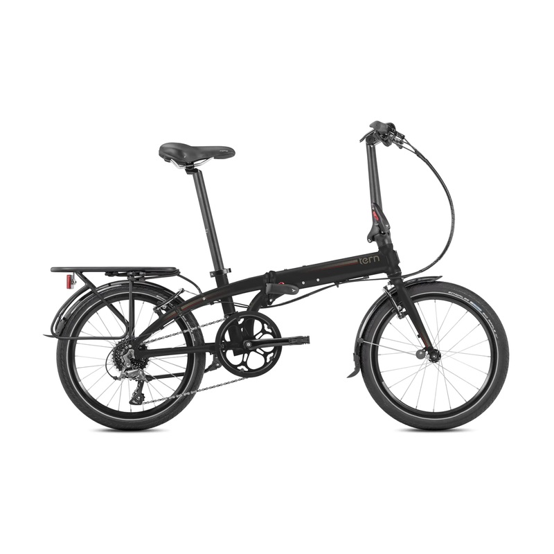 Tern Link D8|Tern Bike Link D8 20″ Black/Grey(Red Decals) 8sp w/ Fenders & Rack