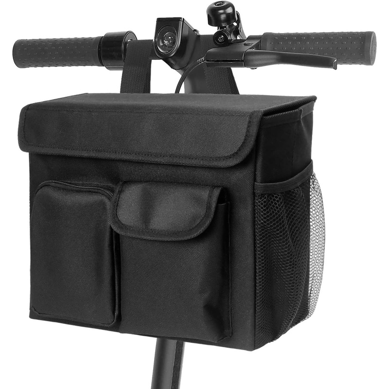 Electric Scooter Basket Bike Handlebar Storage Bag with Laptop Pocket, Cup Holders