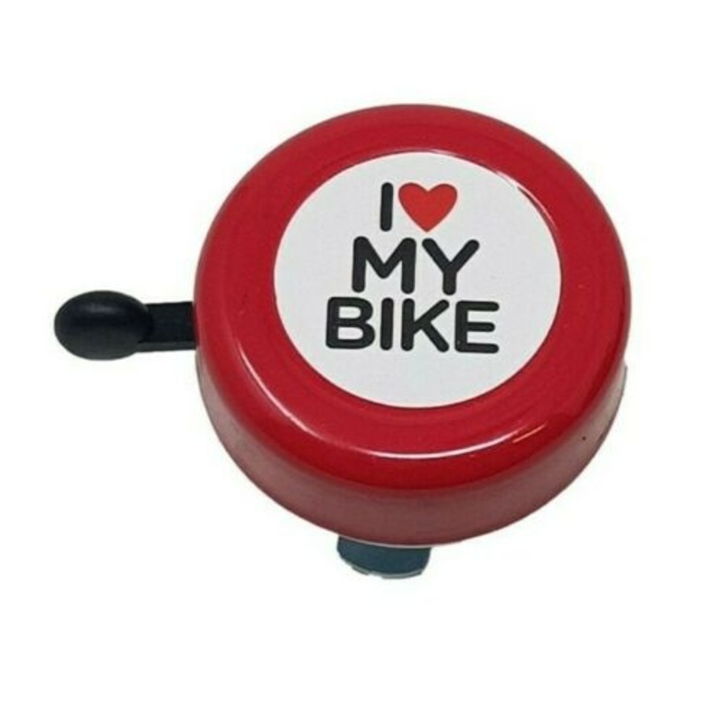 I Love My Bike Lightweight Anodised Alloy Red Top Bike Bell 53mm Diameter