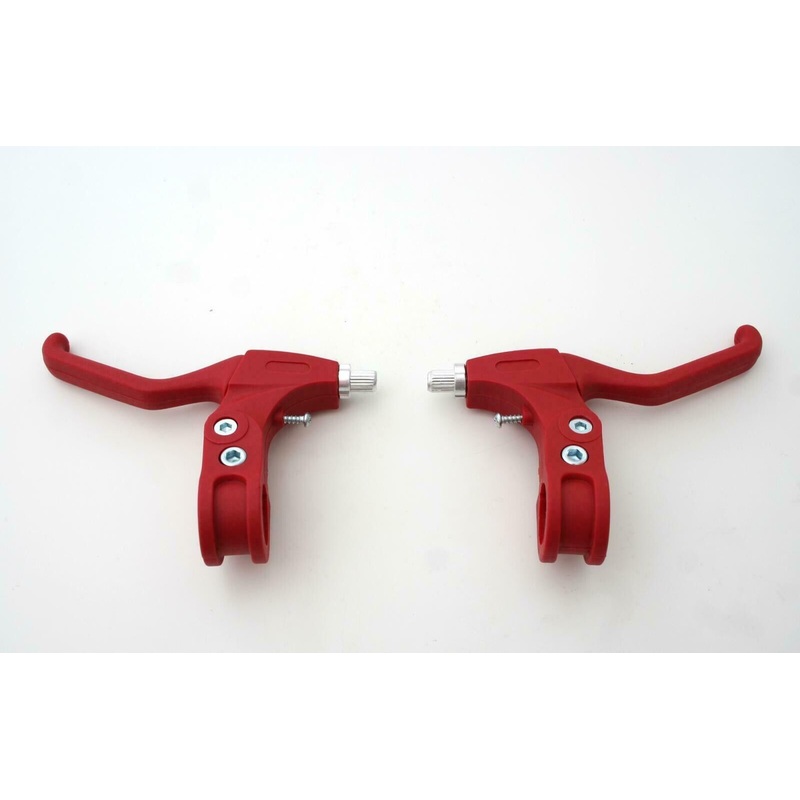 Pair 22.2mm Red Ergonomic V-Brake Levers For Kids Bike / Bicycle