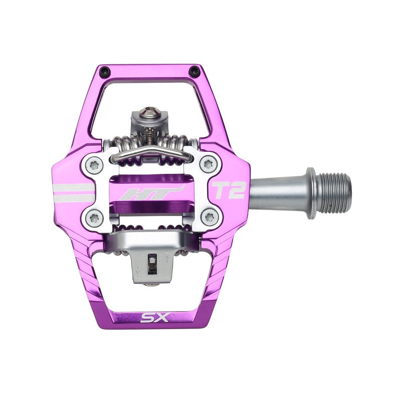 HT Components T2-SX Pedals – Dual Sided Clipless Platform Aluminum 9/16 Purple