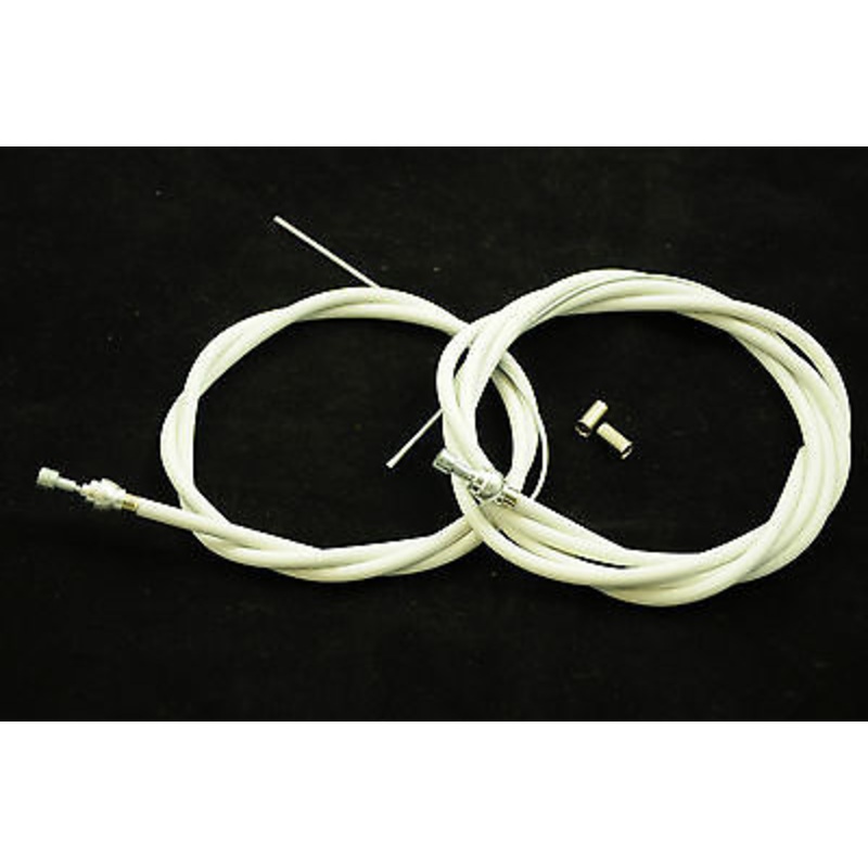 RIBBED OUTER BRAKE CABLE SET FOR VINTAGE 40’s,50’s,60’s,70’s RACING BIKE WHITE