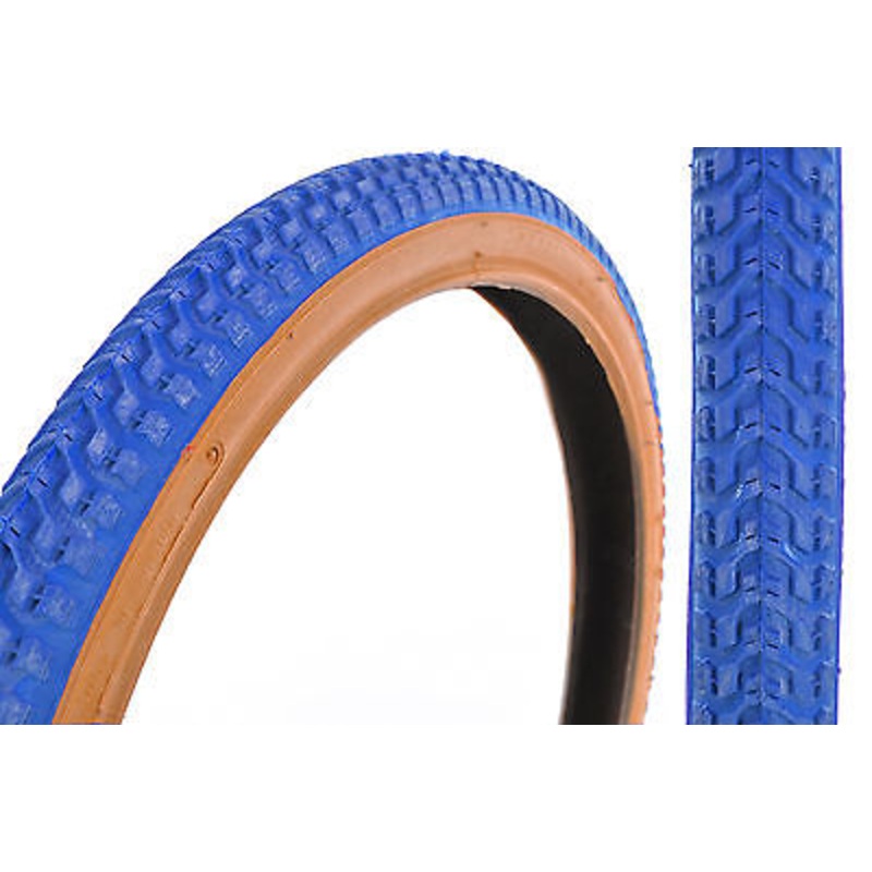 SET 20 x 1.75 AND 20 x 2.125 OLD SCHOOL BMX SNAKE BELLY TYRES BLUE AMBERWALL