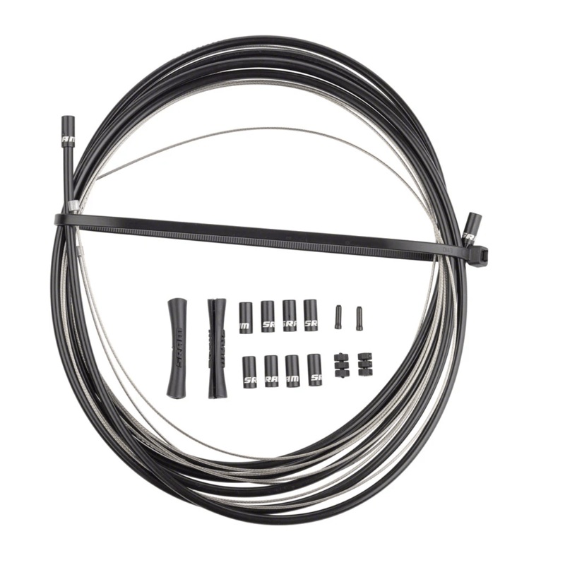 Sram Shift Road And Mtb Cable Kit 4Mm (1X 1500Mm, 1X 2300Mm 1.1Mm Polished Stainless Steel Cables, 4Mm Reinforced Linear Strand Housing, Ferrules, End Caps, Frame Protectors): Black