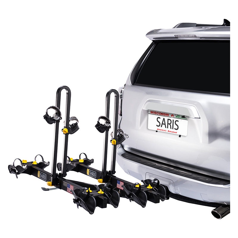 Saris Freedom Hitch Mount Rack 2” Bikes: 4 Max weight per bike: 60 lb for 2 closest – 35 lb for 2 furthest trays